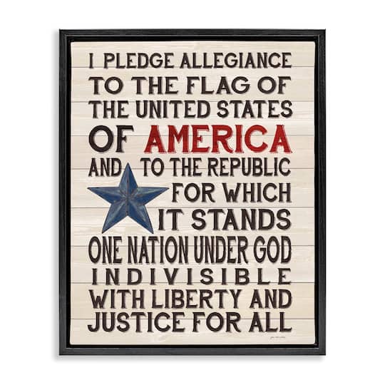 Stupell Industries Pledge of Allegiance Patriotic Floater Framed Art